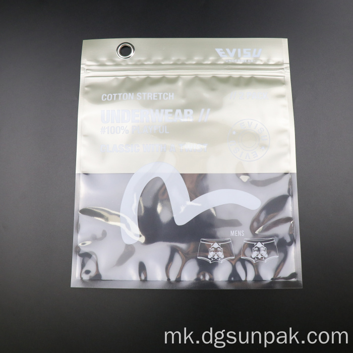 Поли чанта за долна облека со проѕирни чорапи за повторно затворање на големо